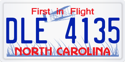 NC license plate DLE4135