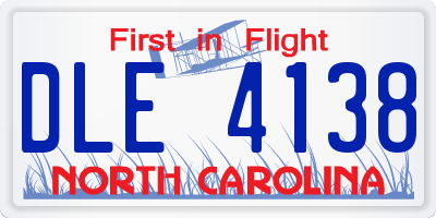 NC license plate DLE4138