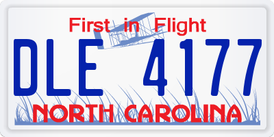 NC license plate DLE4177