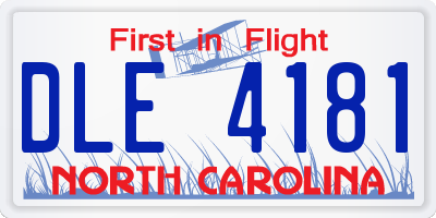 NC license plate DLE4181
