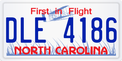 NC license plate DLE4186