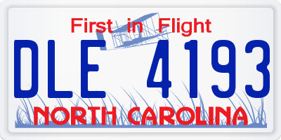 NC license plate DLE4193