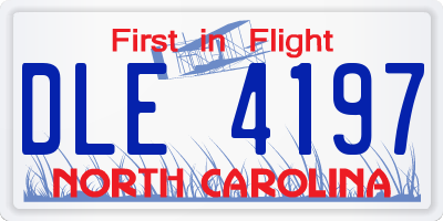 NC license plate DLE4197