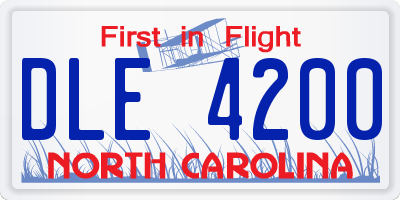 NC license plate DLE4200