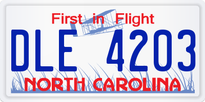 NC license plate DLE4203
