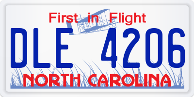 NC license plate DLE4206