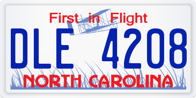 NC license plate DLE4208