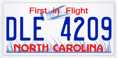NC license plate DLE4209