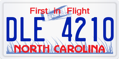 NC license plate DLE4210