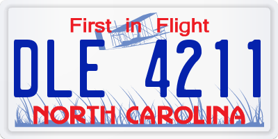 NC license plate DLE4211