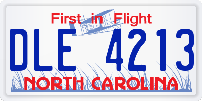 NC license plate DLE4213