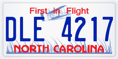 NC license plate DLE4217