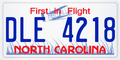 NC license plate DLE4218