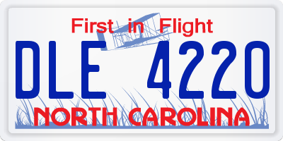 NC license plate DLE4220