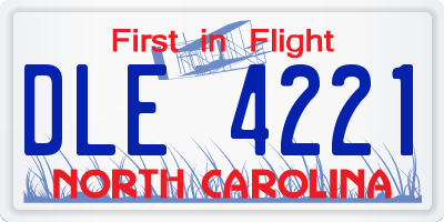 NC license plate DLE4221