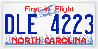 NC license plate DLE4223