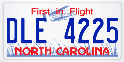 NC license plate DLE4225