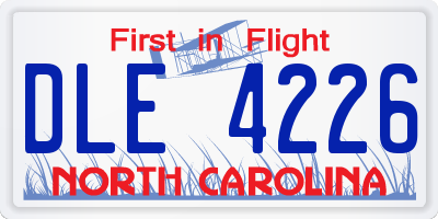 NC license plate DLE4226