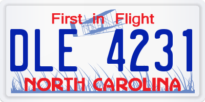 NC license plate DLE4231
