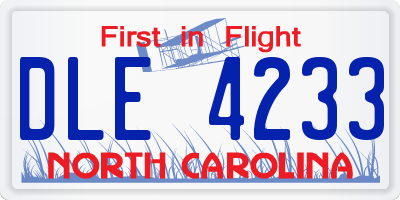 NC license plate DLE4233