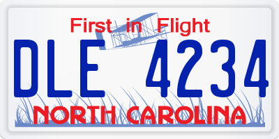 NC license plate DLE4234