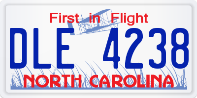NC license plate DLE4238