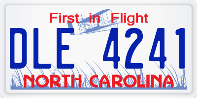 NC license plate DLE4241