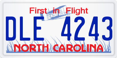 NC license plate DLE4243