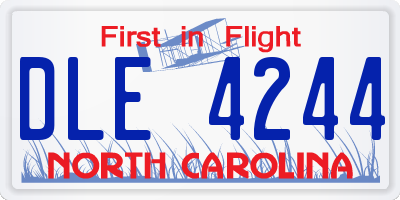 NC license plate DLE4244