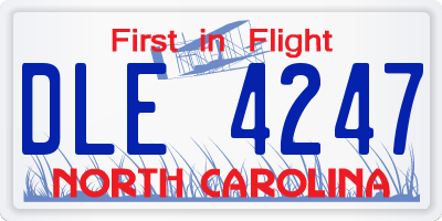 NC license plate DLE4247