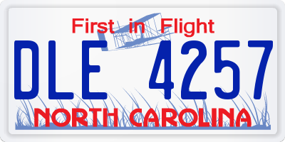NC license plate DLE4257