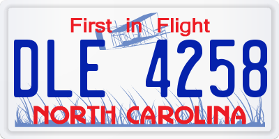 NC license plate DLE4258