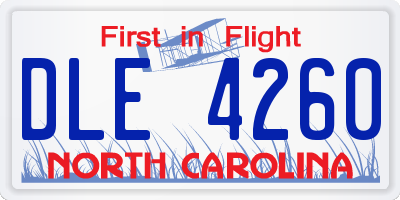 NC license plate DLE4260