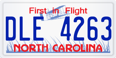 NC license plate DLE4263