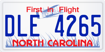 NC license plate DLE4265