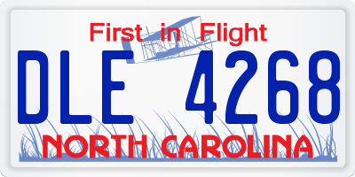 NC license plate DLE4268