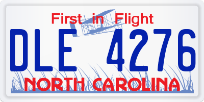 NC license plate DLE4276