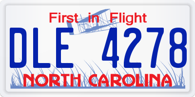 NC license plate DLE4278