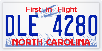 NC license plate DLE4280