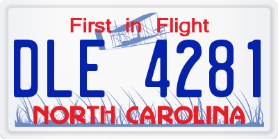 NC license plate DLE4281