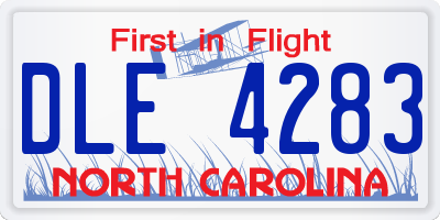 NC license plate DLE4283