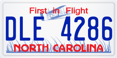 NC license plate DLE4286
