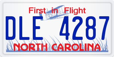 NC license plate DLE4287