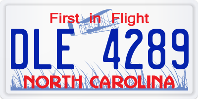 NC license plate DLE4289