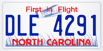 NC license plate DLE4291