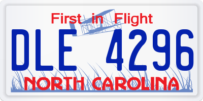 NC license plate DLE4296