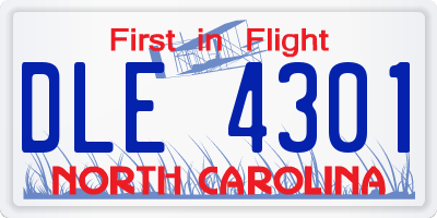 NC license plate DLE4301