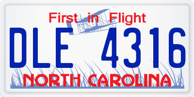 NC license plate DLE4316