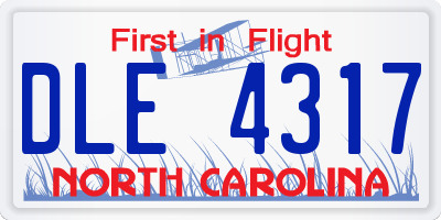 NC license plate DLE4317