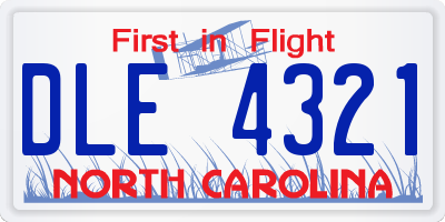 NC license plate DLE4321